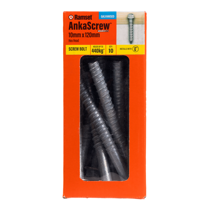 Ramset 10 x 120mm Galvanised AnkaScrew Masonry Anchor - 10 Pack