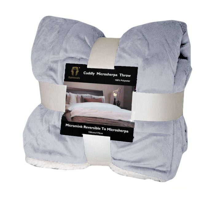 Ramesses Cuddly Microsherpa Throw 150 x 170cm Silver