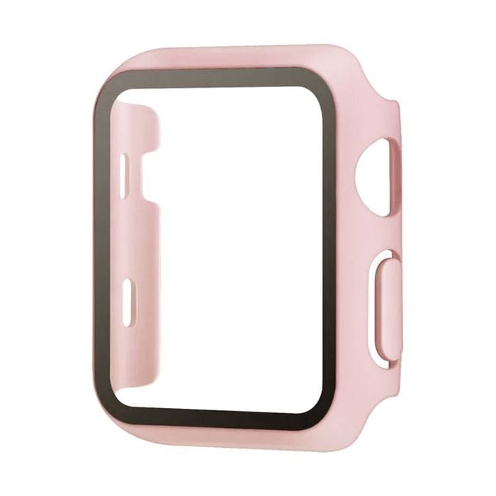 PC Full Cover Watch Case Tempered Screen Protector - For Apple iWatch 38mm (Pink)