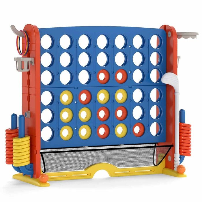 Costway Kid Giant Connect 4 In A Row Jumbo 4-to-score Board Game Set Blue