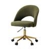 Oikiture High Back Hollow Armless Home Office Chair Boucle Green&Gold