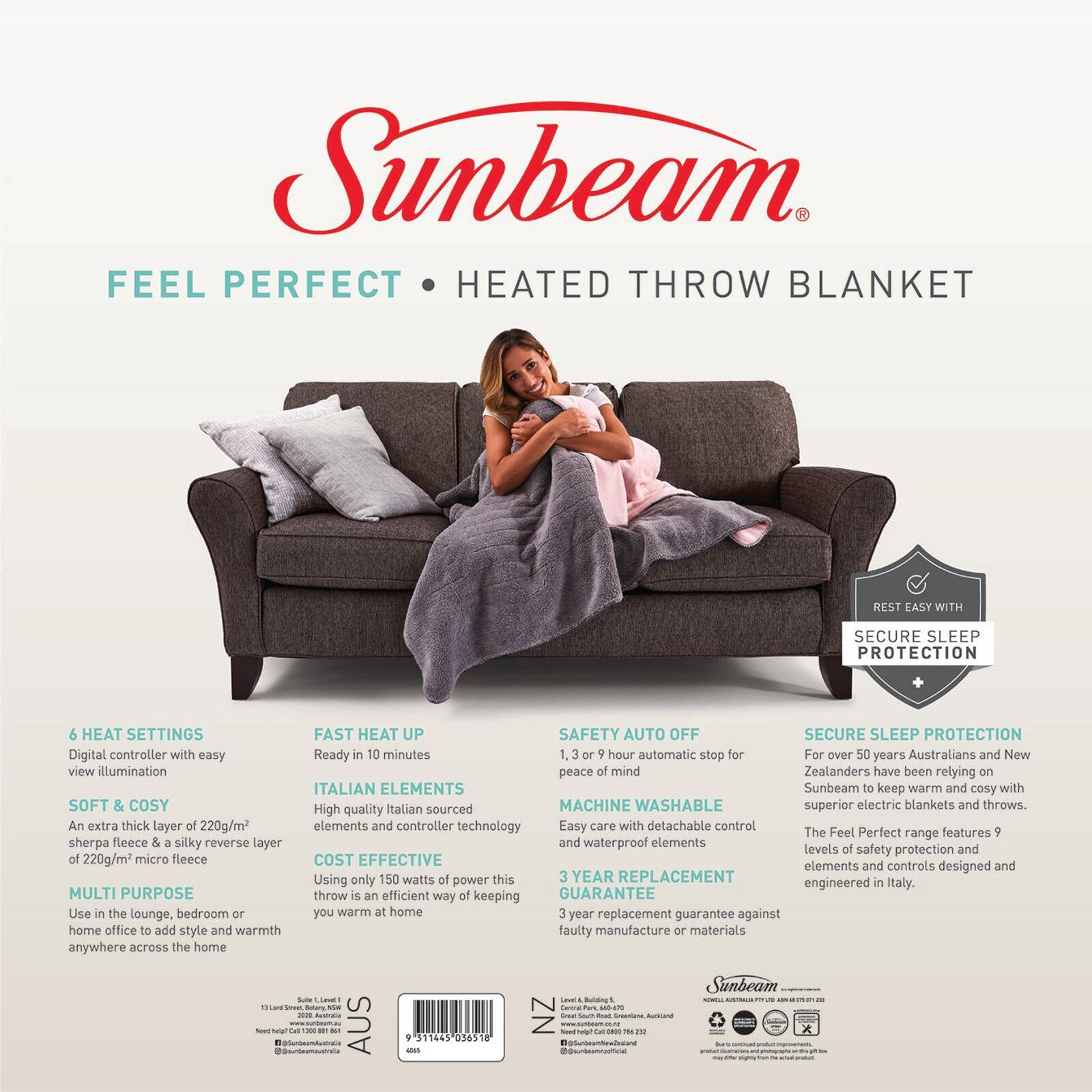 Feel perfect cosy sherpa fleece heated throw sale