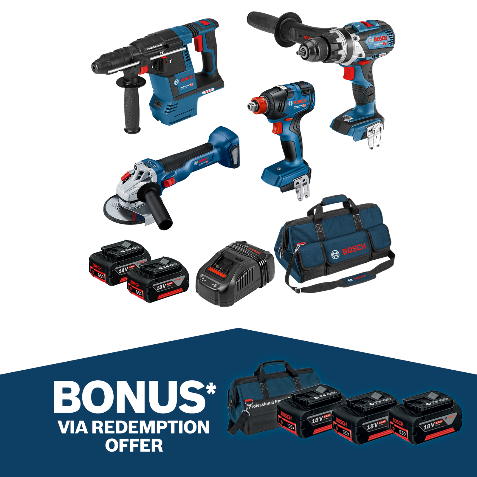 Bosch 18V Professional 4 Piece Brushless Combo Kit 0615990M19