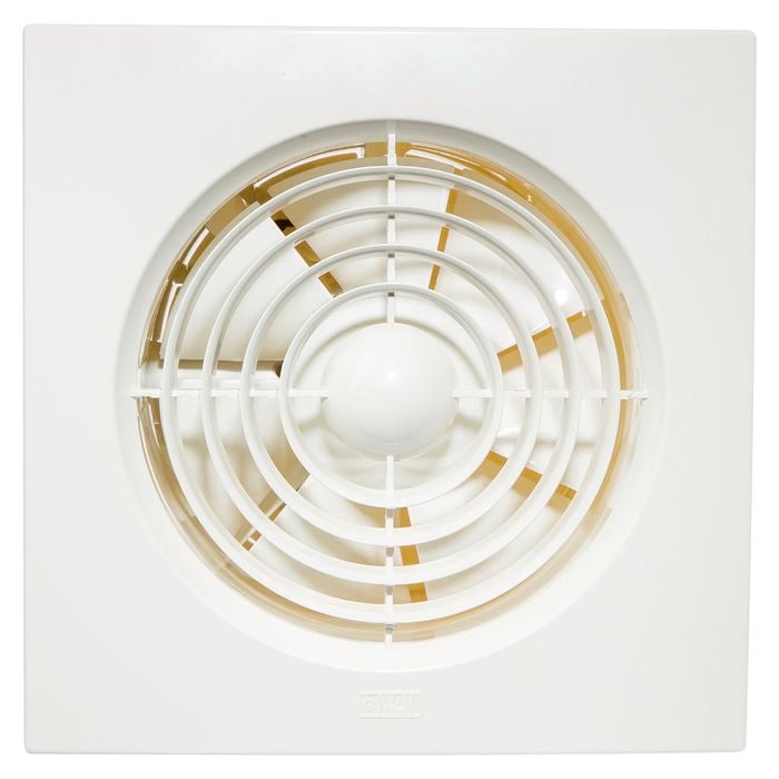 HPM 150mm Slim Square White Wall Exhaust Fan With Auto Shutters