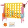 Costway Giant 4 In A Row Connect Four Board Game Set W/basketball Hoop & Toss Ring Yellow