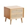 MIUZ Solid Oak Wood Bedside Table, Large Side Storage End Table Shelf Nightstand
