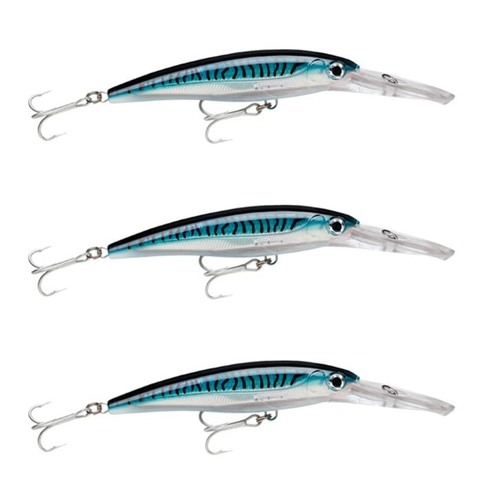 3x Rapala 12cm X Rap Magnum 15 Deep Diving Trolling Lures - Silver Blue Mac