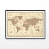 Map of the World with Mountains  Print 100% Australian Made 90x60cm  (Poster)