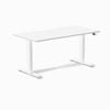 Desky Dual White Scalloped Melamine Sit Stand Desk 150x75cm White Frame Leg