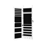 Costway Mirror Jewellery Cabinet Wooden Makeup Organiser Wall Mounted White