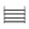 4-Tier Stainless Steel Shoe Rack Storage Organizer to Hold up to 15 Pairs of Shoes (55cm, Black)