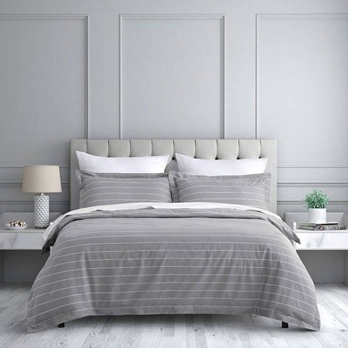 Jason Commercial Single Studio Stripe Quilt Cover Set 140x210cm - Silver