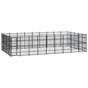 vidaXL Outdoor Dog Kennel Steel Garden Puppy Pet Enclosure Supply Cage House