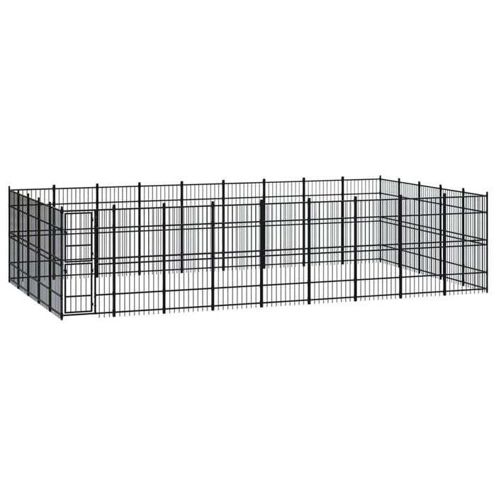 vidaXL Outdoor Dog Kennel Steel Garden Puppy Pet Enclosure Supply Cage House