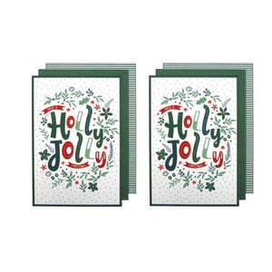 Ladelle Joyful Jolly Christmas Set of 6 Cotton Kitchen Towels Green