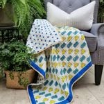 GOTS Certified Organic Cotton Reversible Baby Quilt (100x120cm)  Yellow Cars