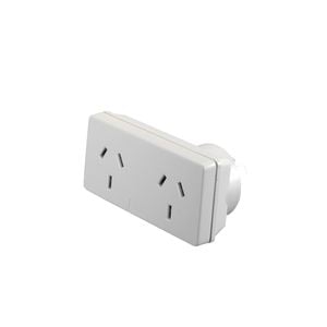 HPM Slimline Double Adaptor Left Projecting White