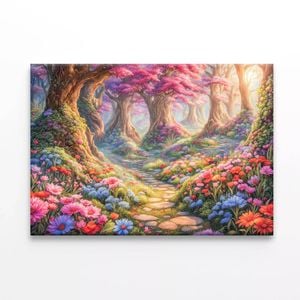 Garden of Colorful Flowers  Print 100% Australian Made 150 x 100cm  (Stretched)