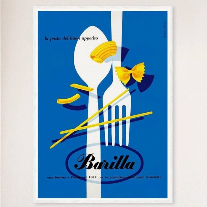 Galrie Barilla Vintage Pasta Advertising Poster - Charming Kitchen Wall Decor, White Frame, A3 30 x 42cm (12 x 16inch)