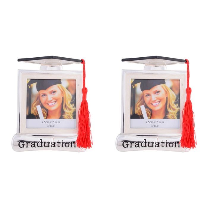 2PK Gibson Gifts Graduation Hat 3x3'' Photo Frame Rectangle Silver