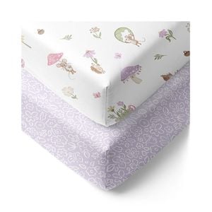 Living Textiles 2 Pack Organic Cot Fitted Sheet - Whimsical Wonderland