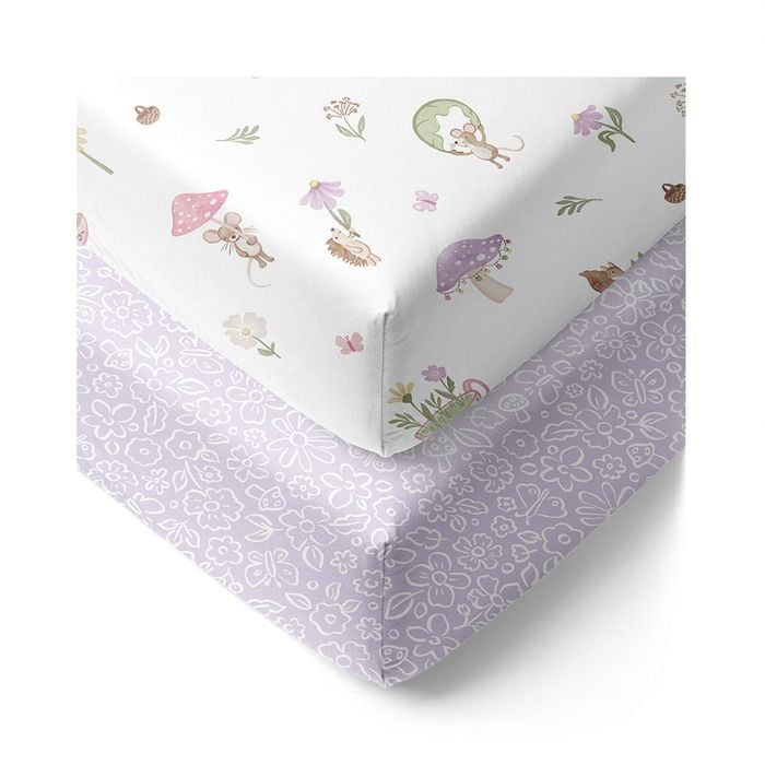 Living Textiles 2 Pack Organic Cot Fitted Sheet - Whimsical Wonderland