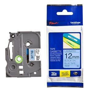 Brother Tze Tape 12mm Black on Blue Micro Cartridge