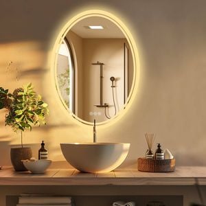 Oakory 60x80cm Oval Led Bathroom Mirror Backlit 3-colour Dimmable Anti-fog Touch Control