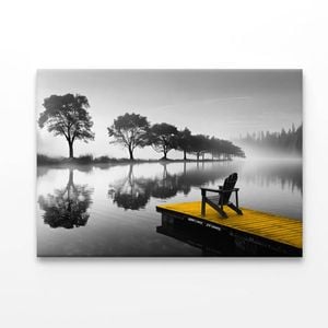 Lake And Yellow Pier  Print 100% Australian Made 90 x 60cm  (Acrylic)
