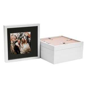 Nicola Spring 10" X 10" White 3d Box Photo Frames - 6" X 6" Mount - Pack Of 5