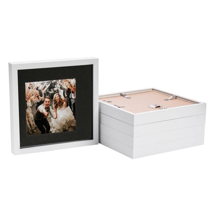 Nicola Spring 10" X 10" White 3d Box Photo Frames - 6" X 6" Mount - Pack Of 5