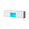 Oikiture Entertainment Unit Led Gloss Glass Shelf 130cm White