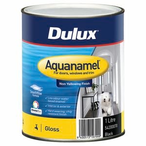 Dulux 1L Enamel Paint Aquanamel Gloss Black