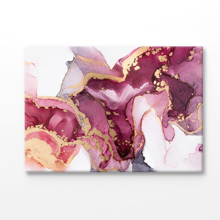 Red Pink & Gold Lines Abstract Print 100% Australian Made 90x60cm (Stretched Canvas)