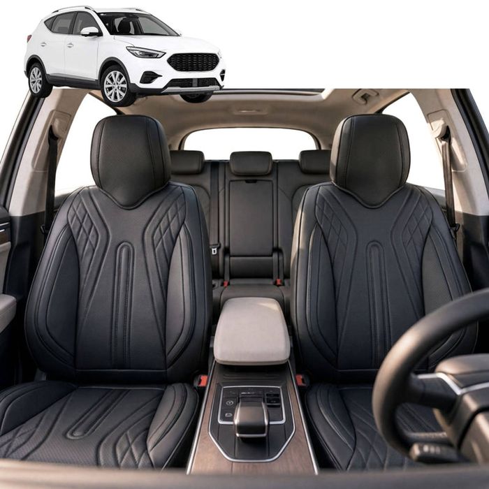 Australian Goose Front Seat Covers for MG ZS 2017 - 2024 (AZS1) - PU Leather, Black (2pc)