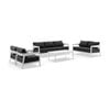 Bronte 3+2+1+1 Outdoor Aluminium Lounge Setting White With Coffee Table & Denim Grey Cushions