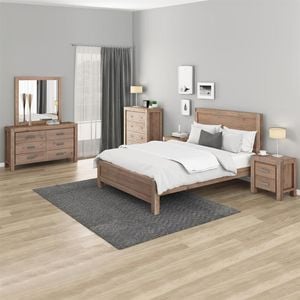5 Pieces Queen Size Bedroom Suite Oak Colour