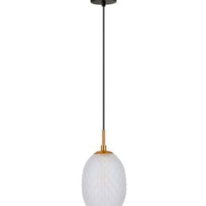 CLA Lighting Kathal Interior Ellipse Glass Segmented with Brass Highlight Enclosed Pendant Light Frosted