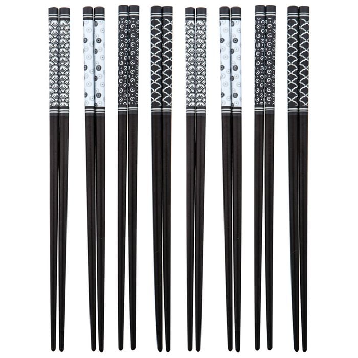 Davis & Waddell Bamboo Chopsticks Set - 8 Pairs - Black/white