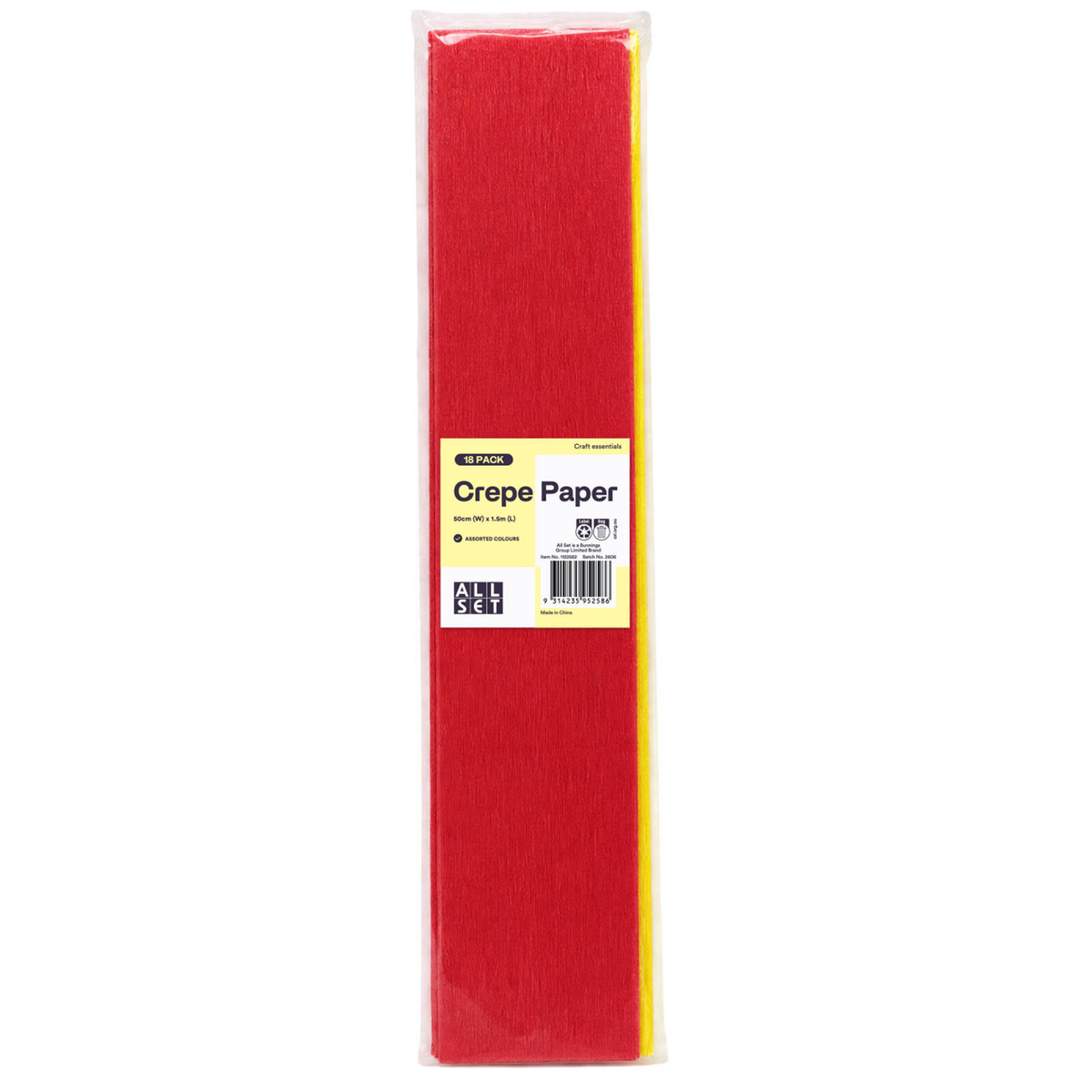 All Set 50cm x 1.5m Crepe Paper - 18 Pack - Bunnings Australia