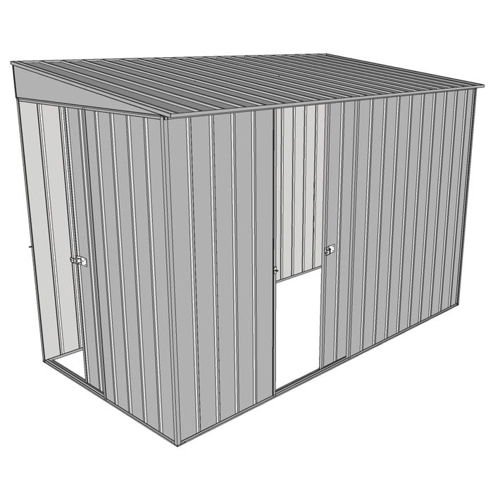 Build-a-Shed 1.5 x 3 x 2m Sliding Door Tunnel Shed with Side Door - Zinc