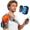 Catzon Cordless Shoulder Heating Pad With Massage For Pain Relief Detachable Magnetic Controller-grey