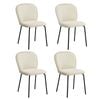 Oikiture 4x Dining Chairs Kitchen Accent Chairs Chenille Pad Metal Legs Beige
