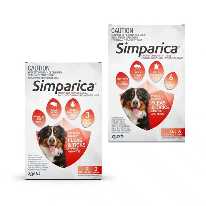 Simparica Red For Extra Large Dogs (40.1-60kg) – 6 Pack