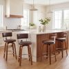 Advwin Bar Stools Set of 4 Kitchen Stools with Back and Metal Footrest Swivel Counter Stools Brown
