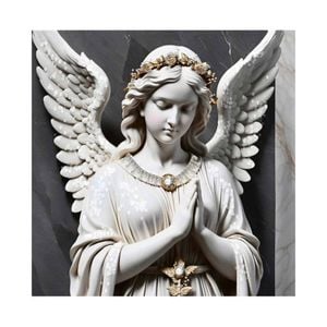 P&P Multicolour Marble Style Praying Angel Acrylic Wall Art