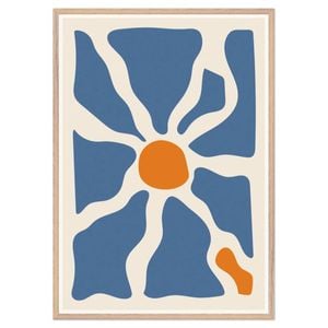 Galrie Stunning Bold Abstract Sun and Waves Art Print for Modern Interiors for Home Decor, Wood Frame, A4 21 x 30cm (8 x 12inch)