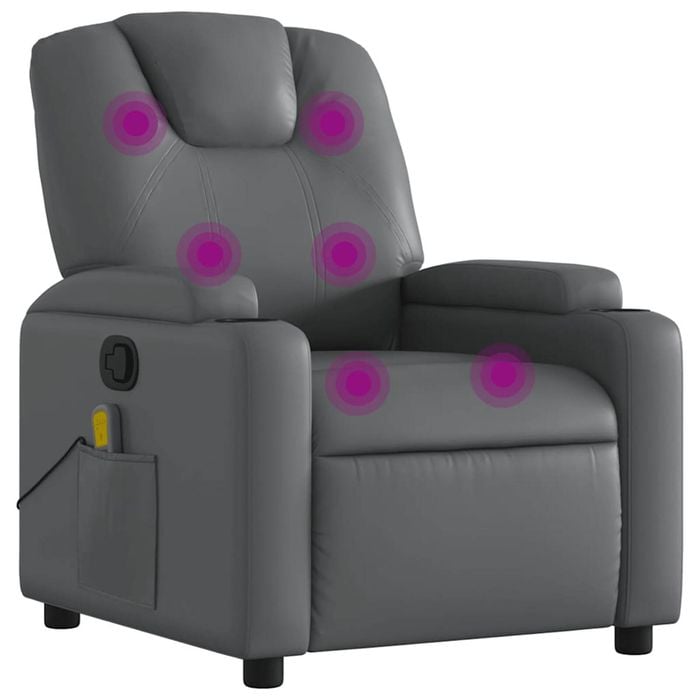 vidaXL Massage Recliner Chair Reclining Armchair Single Sofa Grey Faux Leather