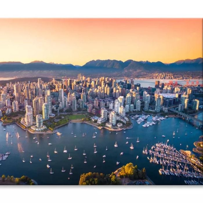 Aerial View of Downtown Vancouver  Print 100% Australian Made 150 x 100cm  (Stretched)