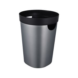 Ezy Storage 10L Silver Black Round Waste Bin - Black
